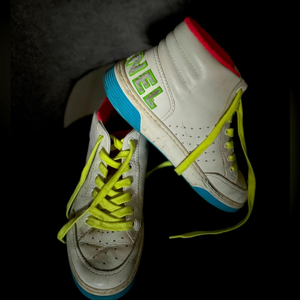 Chanel Hightop Neon Sneakers, Sz 38